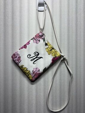 Chateau INT Floral Wristlet Clutch in White with Pink & Yellow Flowers
